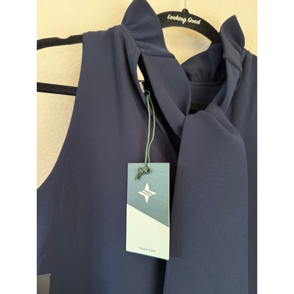 NWT Tuckernuck Women's Navy Blue Blythe Bow Shift Dress Size Extra Small Preppy - Picture 5 of 7